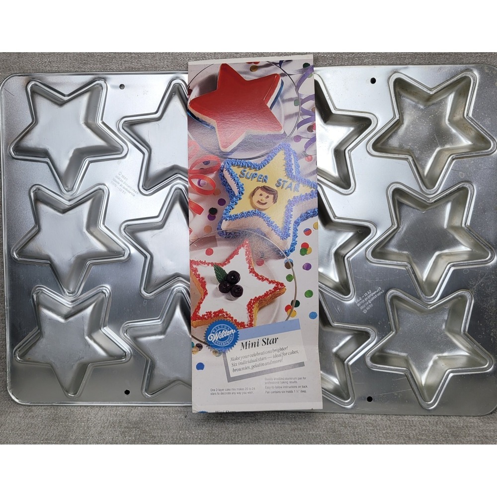 Wilton Mini Star Cake Pans Set 2 1995 Vintage Baking Treats July 4th Patriotic - Picture 2 of 10